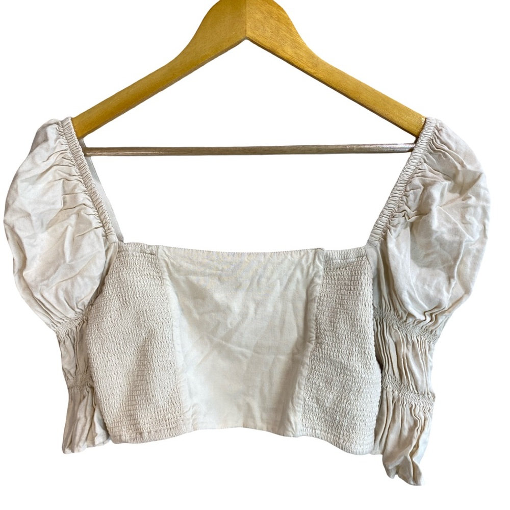 Urban Outfitters Cottagecore Cropped Top Cream Puff Sleeve Size M